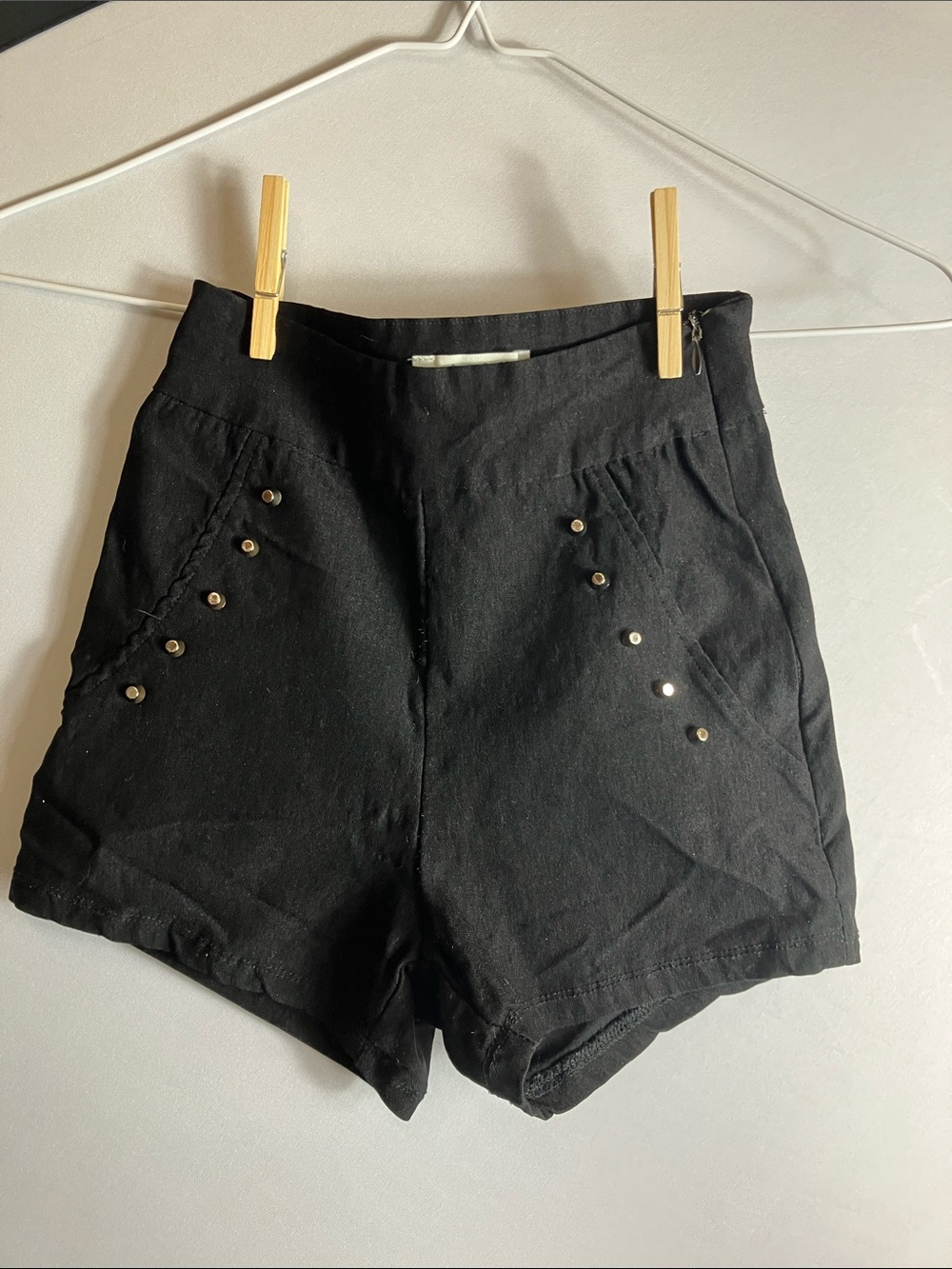 Charlotte Russe Black High-Waist Studded Pocket Shorts